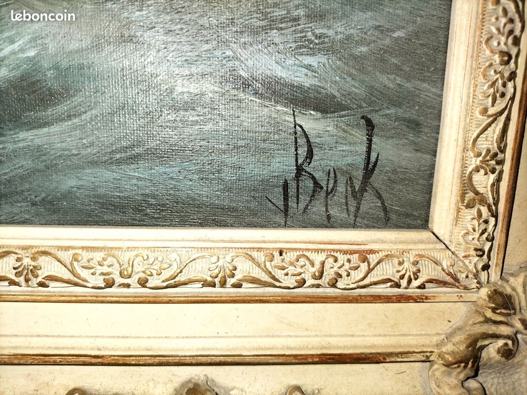 Vds tableau mer tempête peinture signee (image 3)