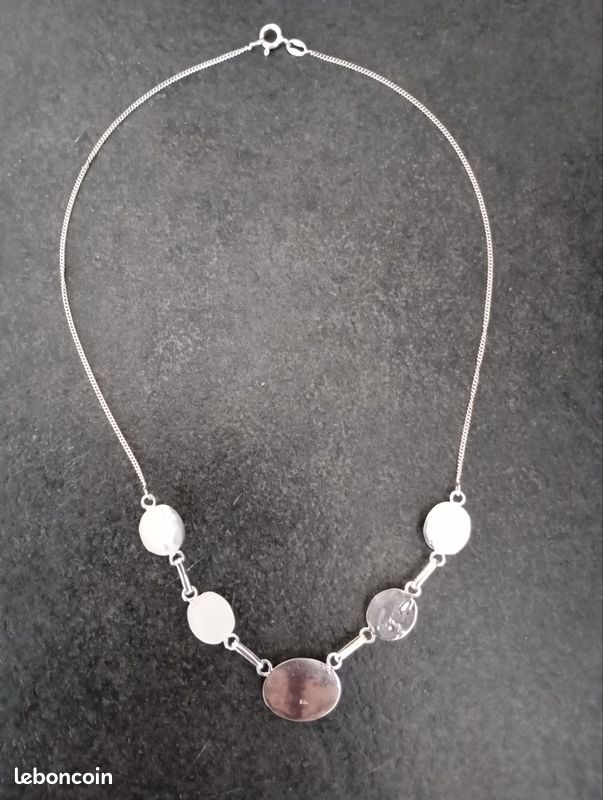 Vrai Collier Larimar En Pierre Précieuse Naturelle, Plaqué Argent, 42 Cm - Collection Minérama Paris, Éclats Bruts