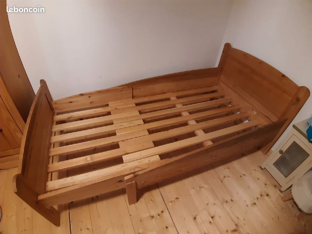 Lit enfant en bois évolutif (190x90 et 140x90) à partir de 2ans, avec matelas 2 pièces (image 3)