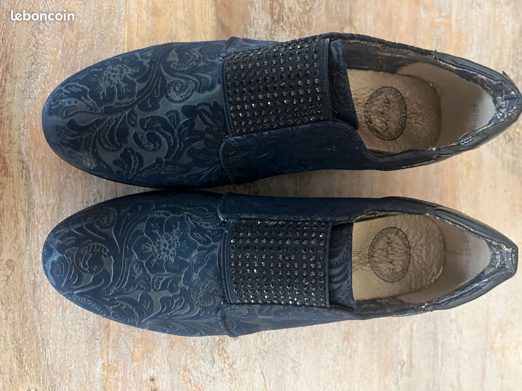 Chaussures bleues talon compensés (image 1)