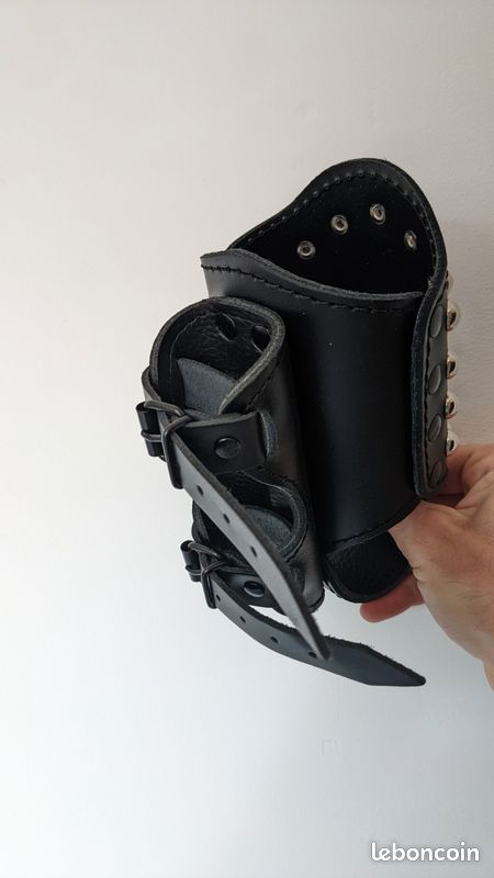 Porte-bouteille Moto insigne "Route 66" en Cuir Naturel NEUF (image 2)