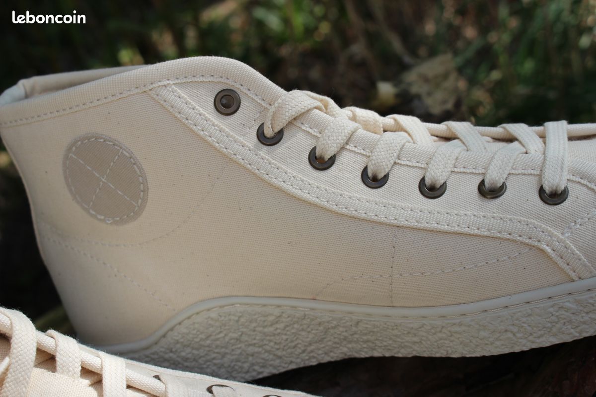 Baskets Montantes Schmoove En Cuir Blanc Et Beige Taille 44 - Lacets, Antidérapantes, Très Bon état
