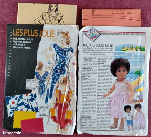 Lot De 18 Patrons De Couture Originaux Pour Poupée – Année 1985 – Modes Et Travaux – Complets