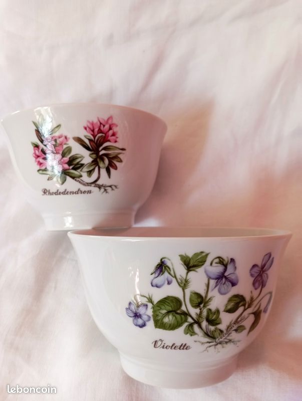 Lot vintage de 2 bols à vaisselle BONBON en céramique florale CHODZIEZ