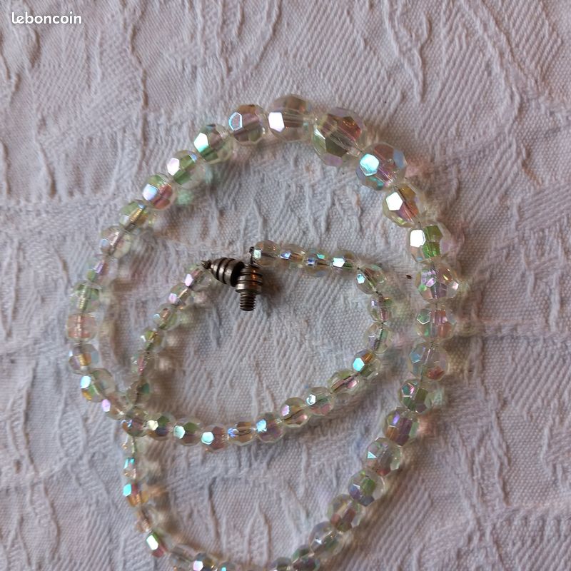 Collier Perles De Cristal à Facettes – Vintage – Sans Marque