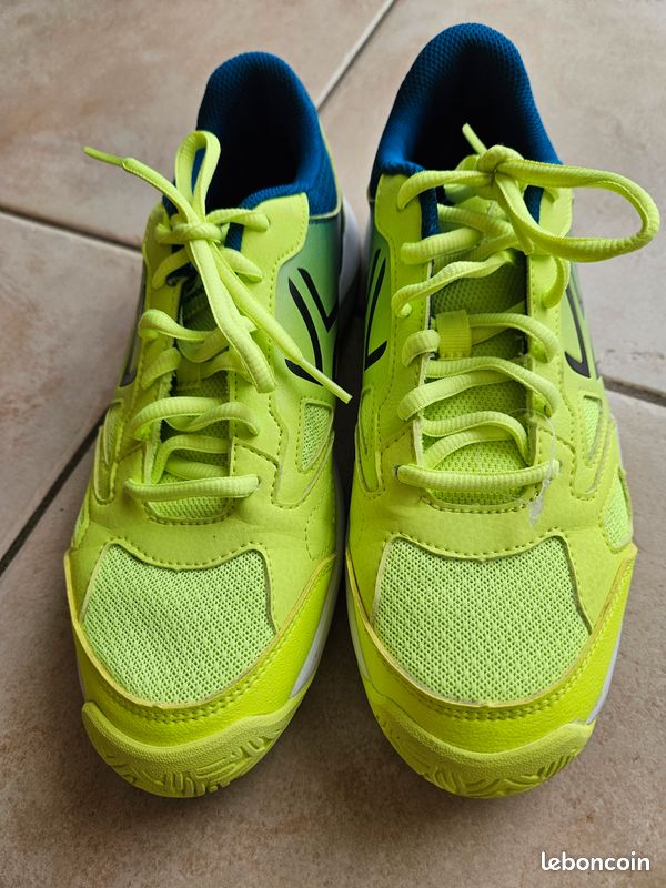 Chaussures de Tennis enfant Artengo TS560 JR jaune fluo, taille 39