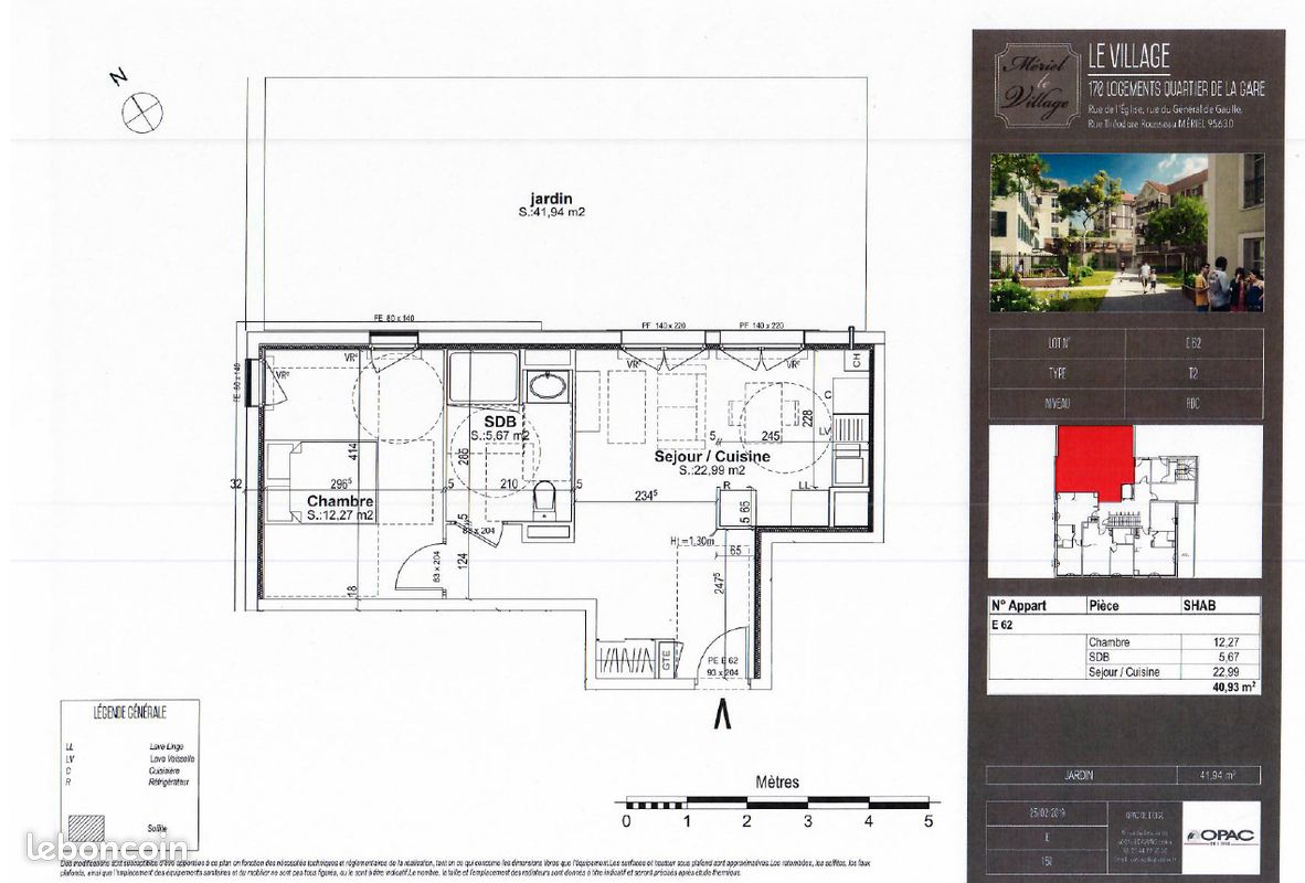 Appartement 2 pièces 41 m² · à Mériel · 41 m² · 965 €
