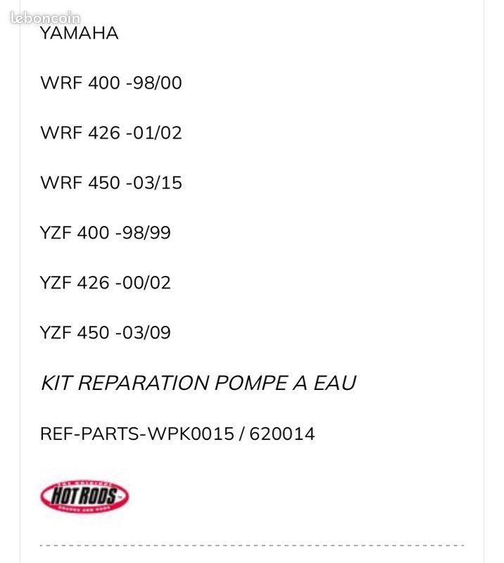 Kit réparation pompe à eau WRF YZF (image 3)
