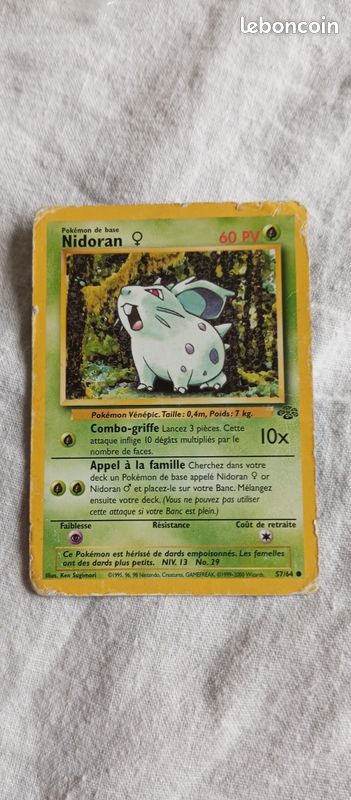 Carte Pokmon Nidoran 1995 57/64 - Collection