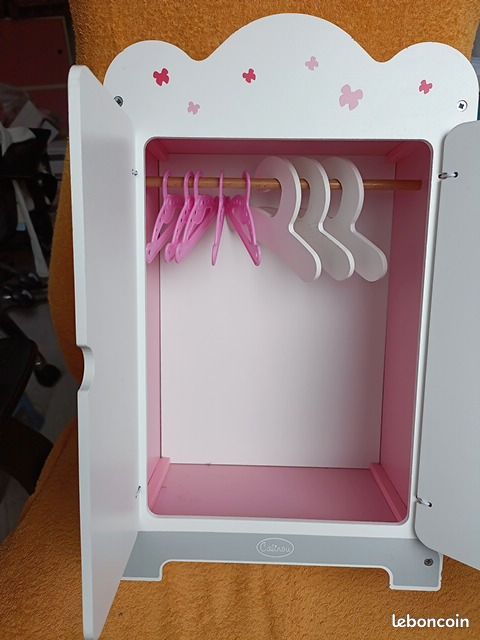 Foxsport grande armoire à vêtements pliable en plastique avec tringle de suspension avec double portes (1 suspension + 3 rangements) , 65 x 39 x 177 cm, blanc