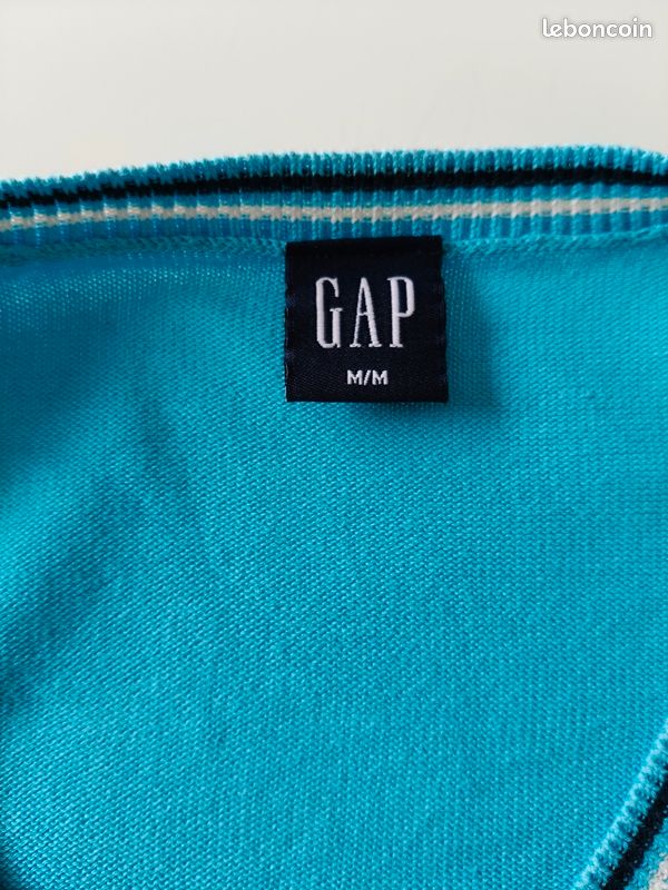 Pull col V bleu turquoise Gap taille M/M, taille française L (image 3)