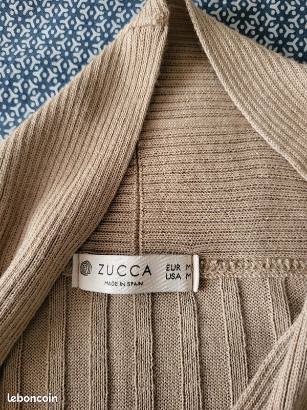 Gilet / cardigan Zucca beige maille côtelée – taille M (image 3)