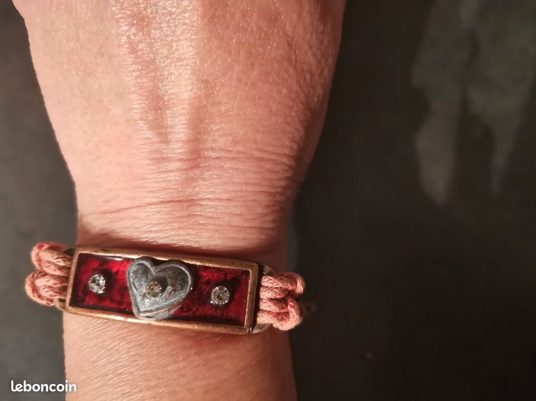 Bracelet cadeau femme cœur strass saumon (image 4)