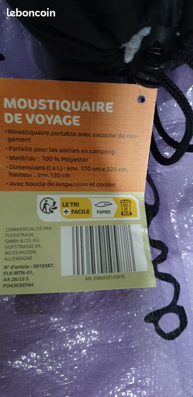 Moustiquaire de voyage ou camping 2 pers neuve (image 2)