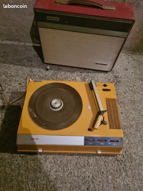 Tourne-disque Philips Vintage, Hollandais, état Fonctionnel