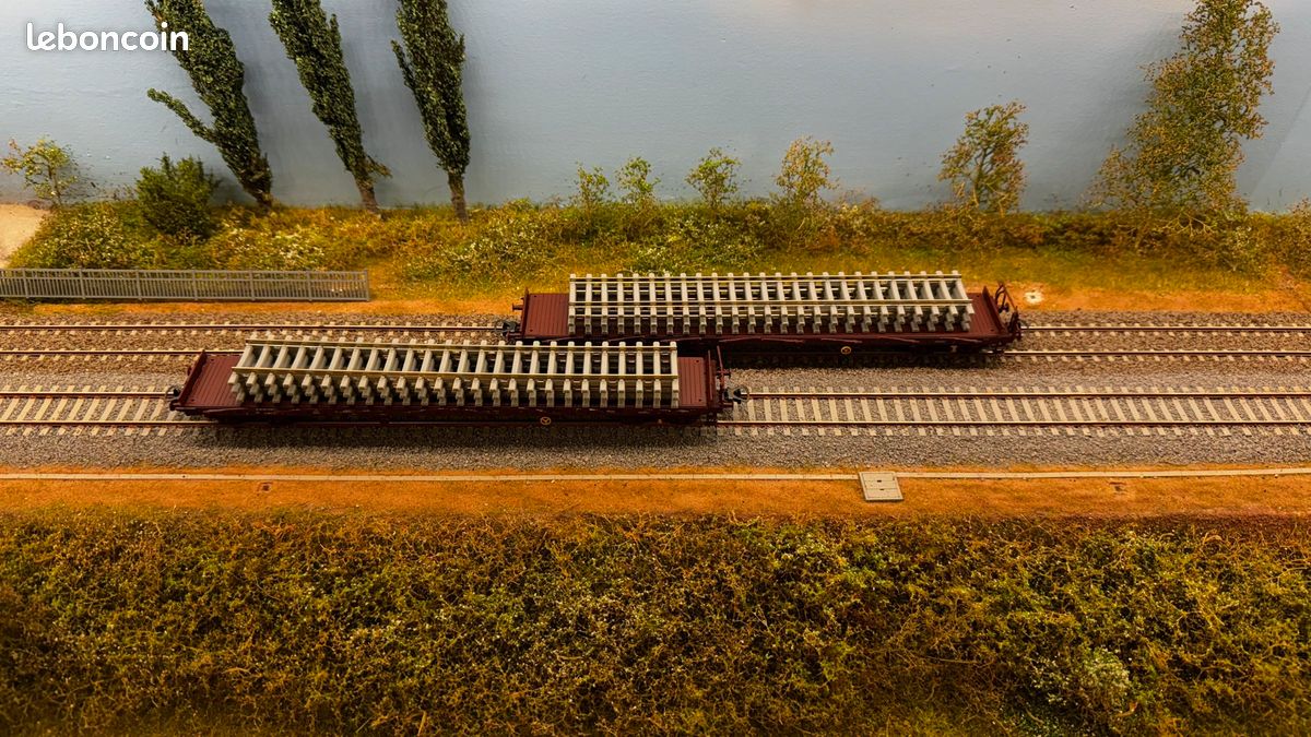 VB série semi maquette wagon plat 2 essieux chargé de deux