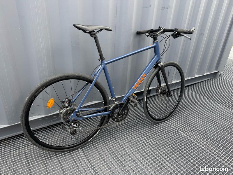 Road Bike Velo Flat Bar Triban RC100 Flat Bar Road Bike Speed Silver