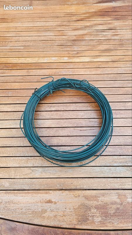 Rouleau De Fil De Fer Plastifié Vert - Ø2.2mm X 50m - Pour Jardin Et Clôture