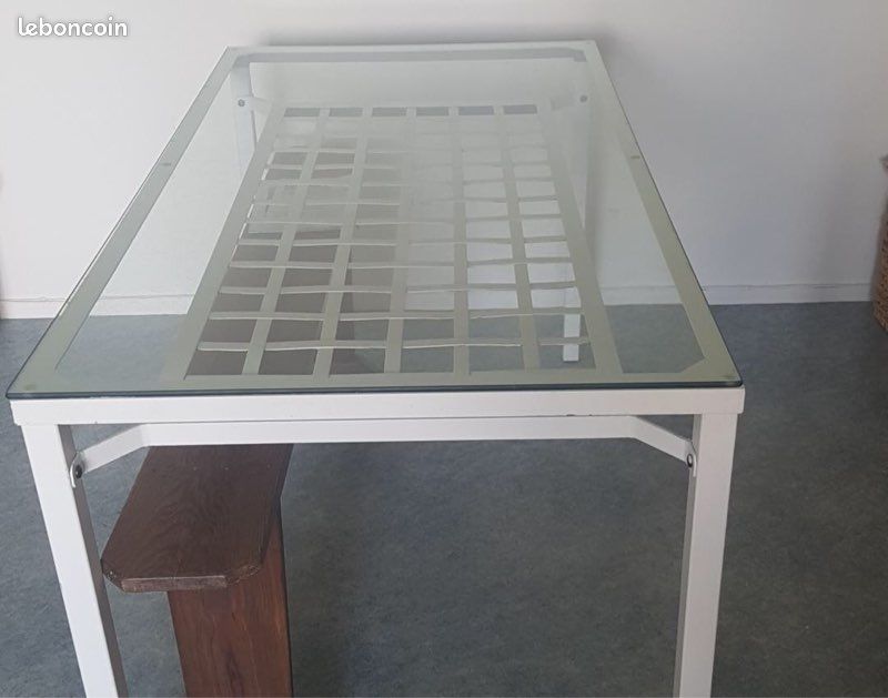 Table séjour en verre et métal (image 2)