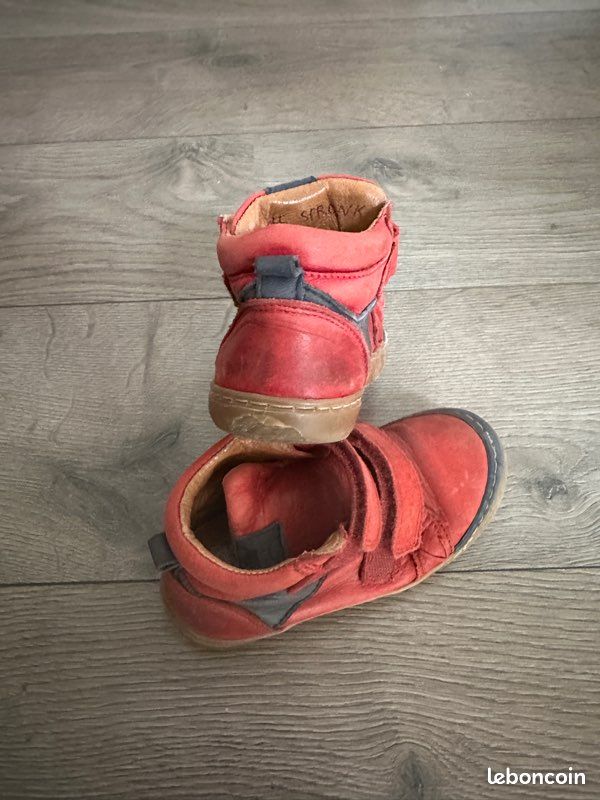 Chaussures montantes scratchs Norvik cuir rouge – 27 (image 3)