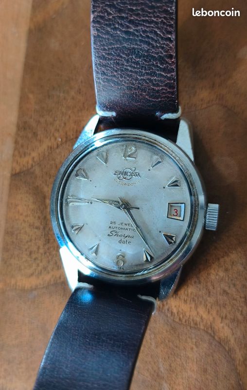 Montre Vintage Homme Enicar Sherpa 320 Automatique - Swiss Made - Boîtier Doré & Cadran Doré - Occasion