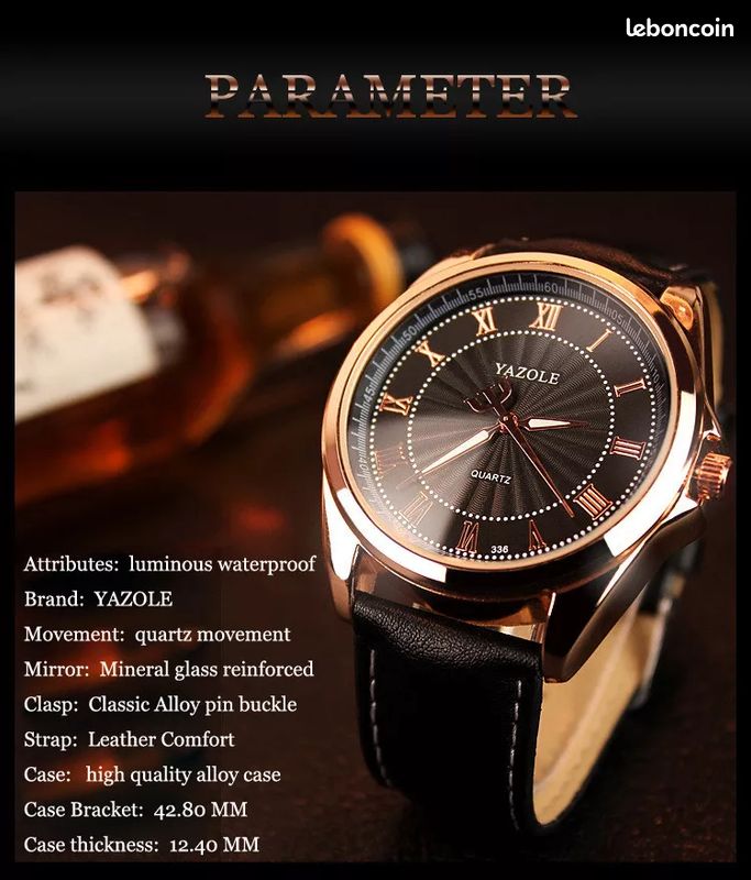 Superbe Montre De Luxe Quartz Japonais Homme Yazole Classique