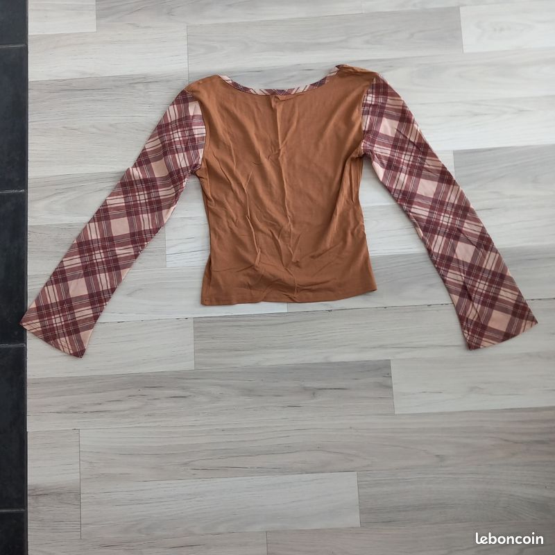T-shirt femme à manches longues couleur camel taille M (image 5)