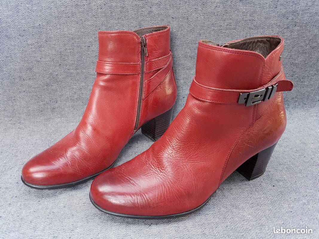 MEPHISTO, Boots Bottines Femme rouges, Cuir, 38 Excellent