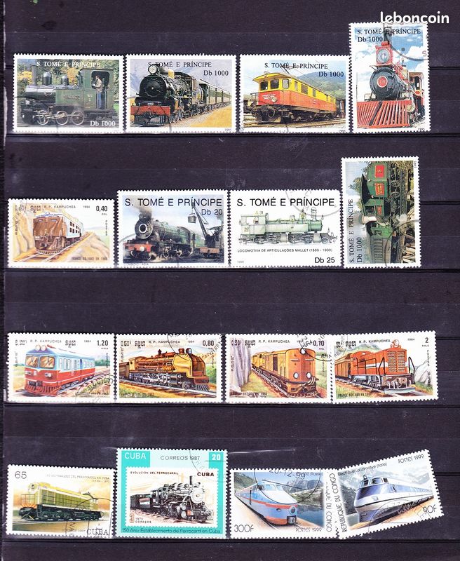 Timbres de collection "Locomotives" extra, pas cher 02 (image 1)