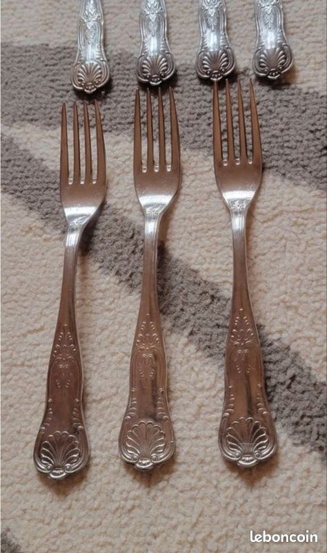 6 grandes fourchettes en métal argenté vintage 1960