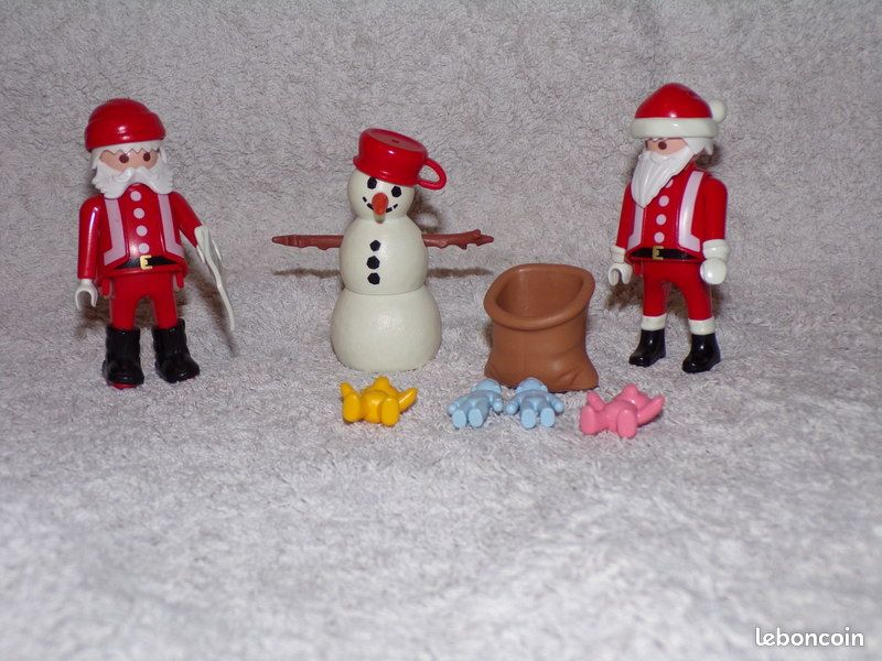 Pére noël et bonhomme de neige playmobil hote cadeau poupée et ours (image 1)