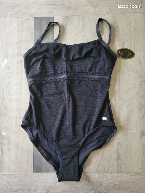 Maillot De Bain Une Pièce Blanche Porte - Taille 42 - Taille Haute - Multicolore Rayé