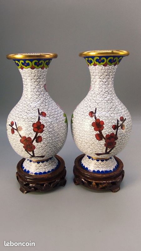 China, 1950s/1960s, Cloisonné Enamel Vase On Copper, Floral Decor And