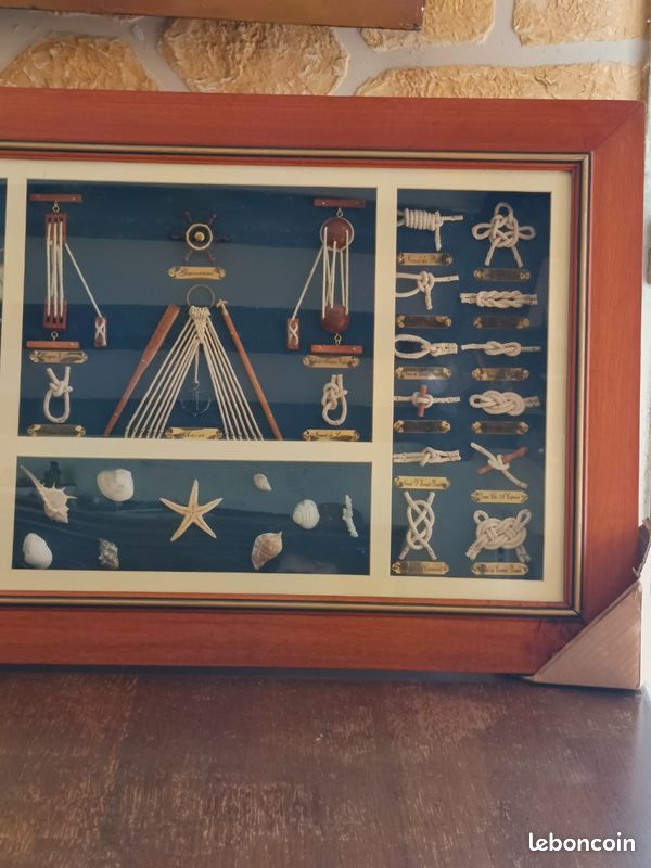 Tableau avec nœuds et outils marins encadrement en bois longueur 85 cm, hauteur 55 cm, épaisseur 3,5 cm (image 7)