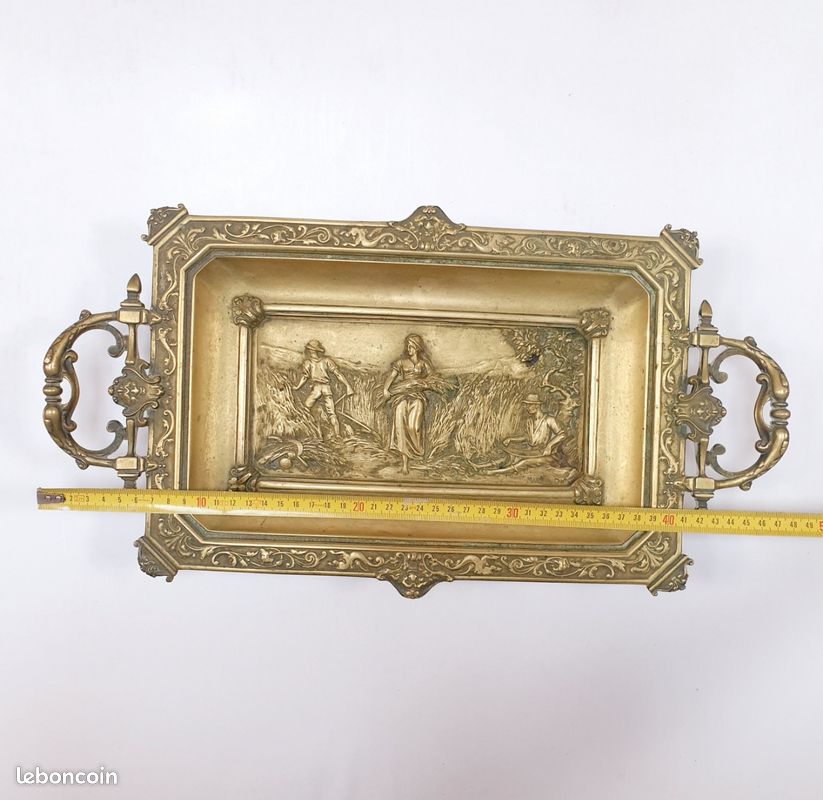 DEBUT Marcel (1865-1933) Plateau bronze Massif bas-relief Moisson Sculpture 1890 (image 7)