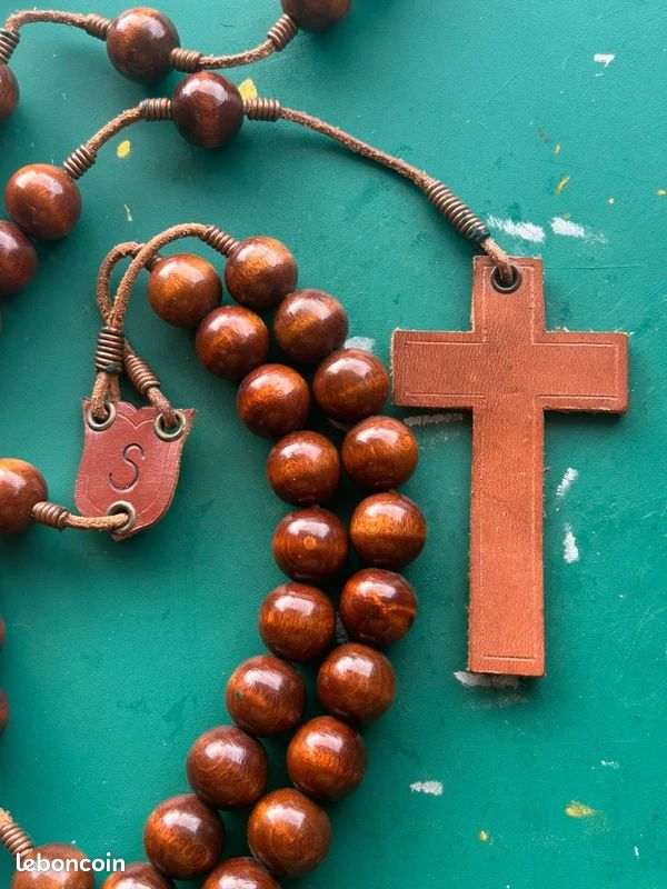 Grand rosaire ou chapelet de moine bois et cuir (image 4)