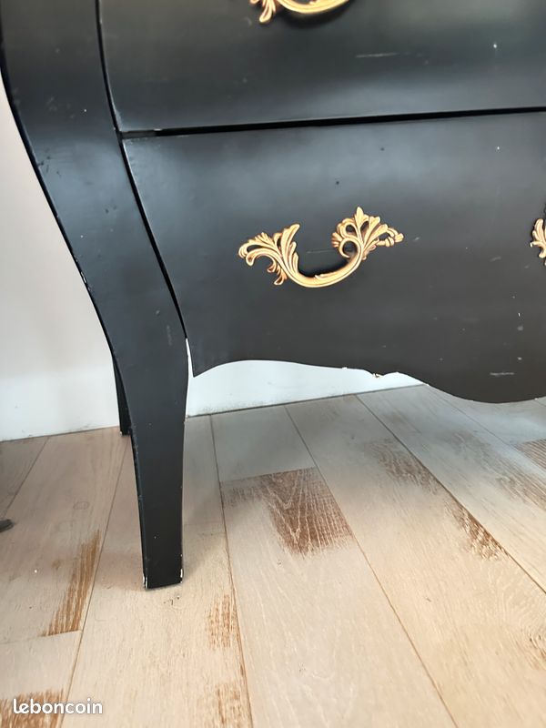 Commode noire baroque 3 tiroirs (image 6)