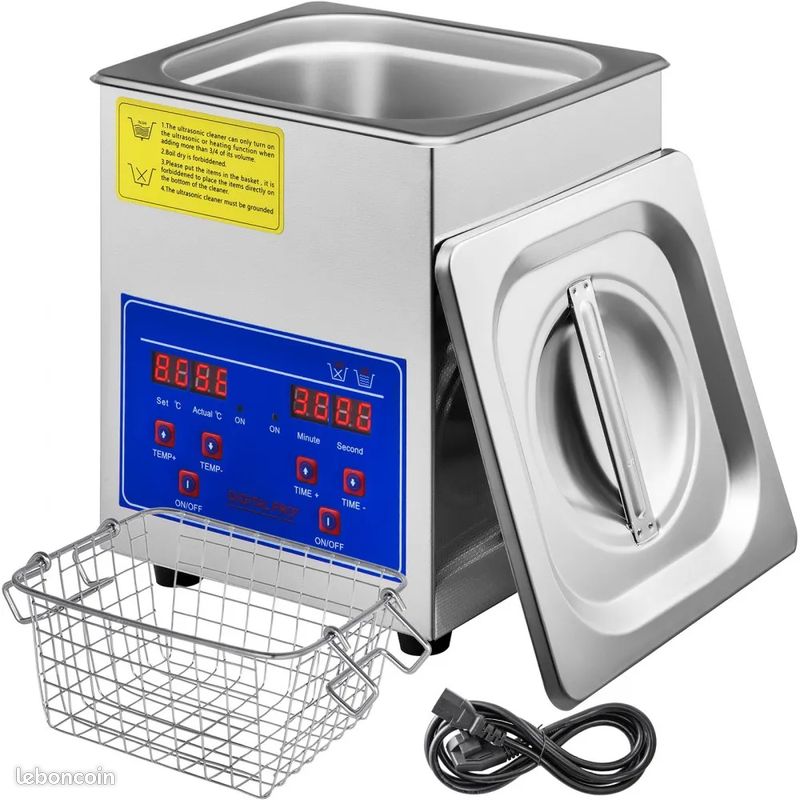 Nettoyeur à Ultrasons 60W - Réservoir Inox 2L et Minuterie Numérique (image 1)