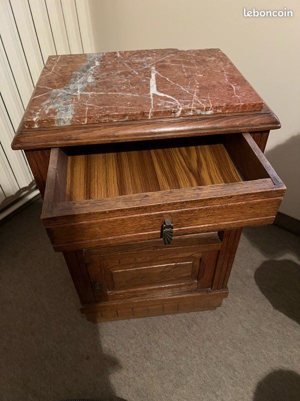 Table de chevet bois et marbre (image 2)