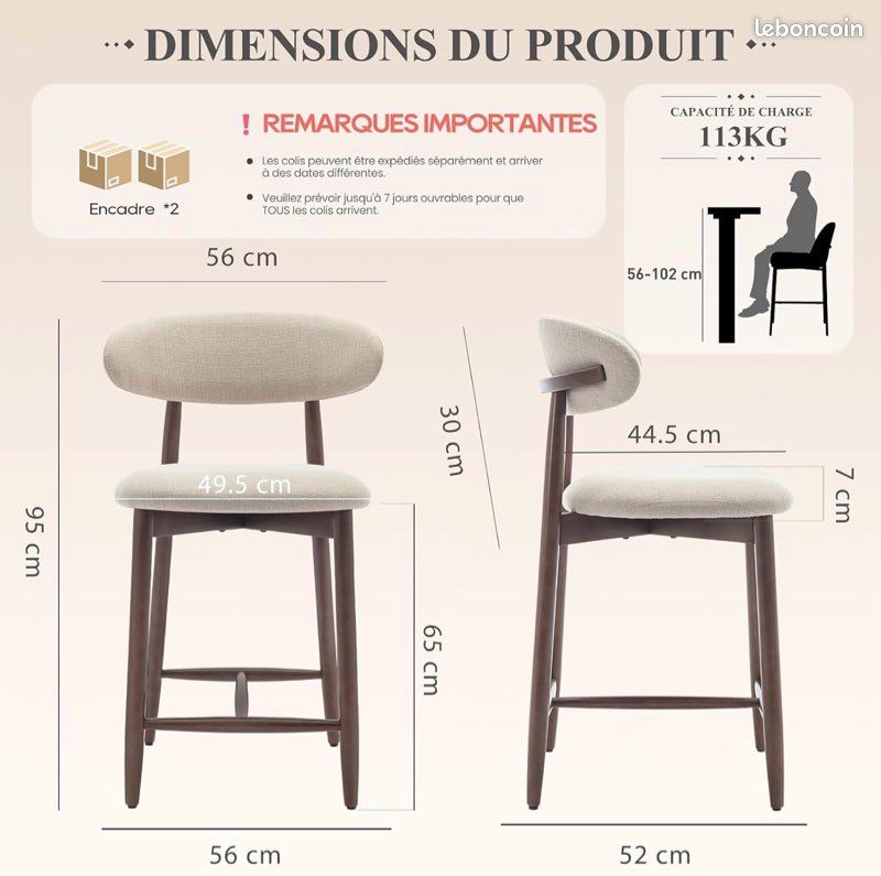 Lot de 7 chaises de bar neuves (image 2)