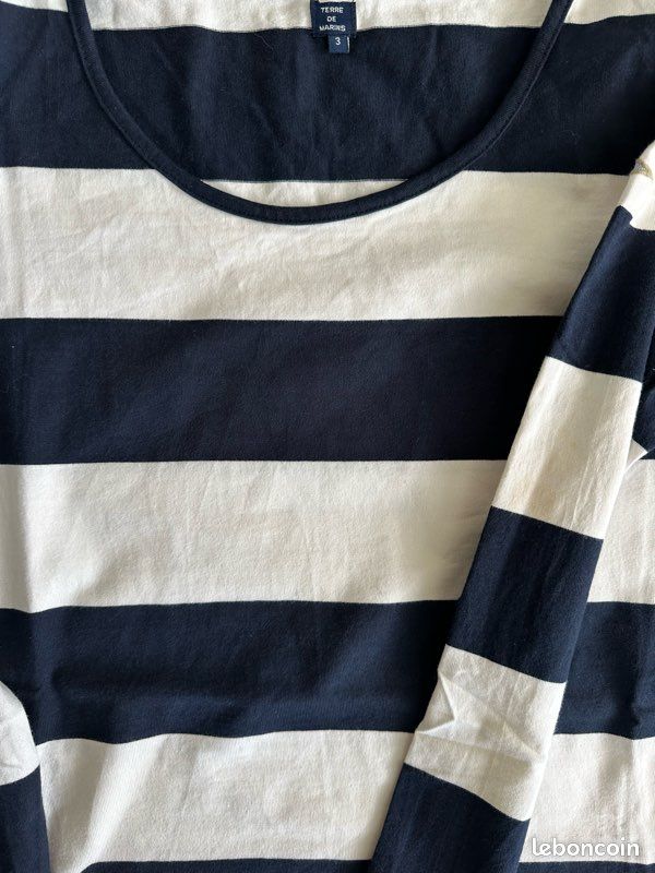 Pull marinière doux en coton, Taille M, Terre de Marins (image 6)