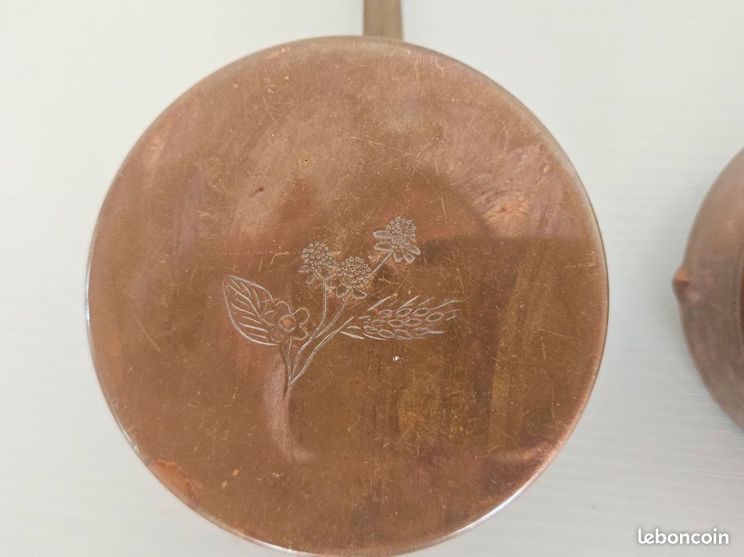 Lot de 4 poêlons poêles miniatures casseroles 100% cuivre diam 930mm 830mm 730mm 630mm - Livraison 24h - cup (image 13)