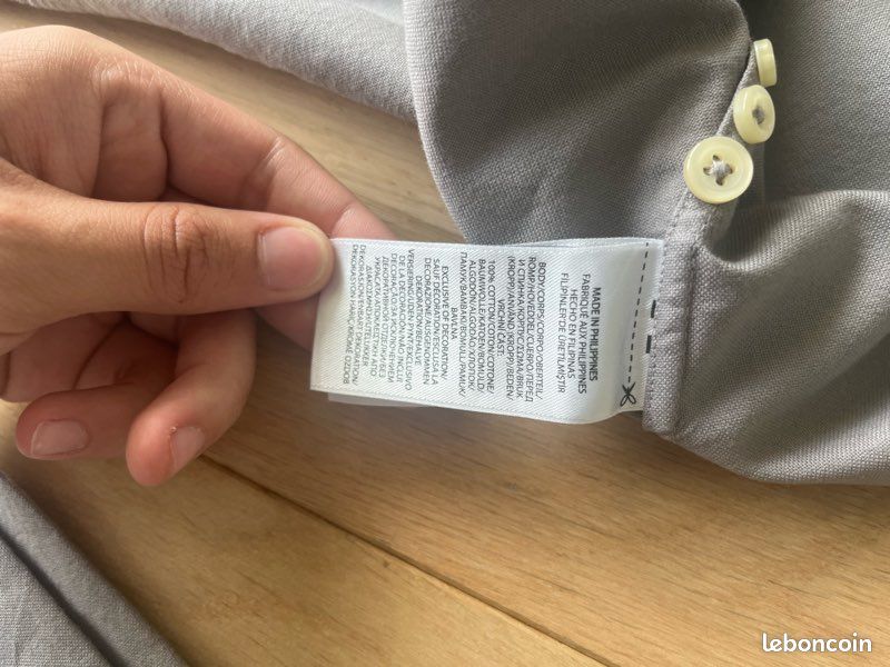 Chemise Ralph Lauren grise logo bleu taille S très bon état (image 10)