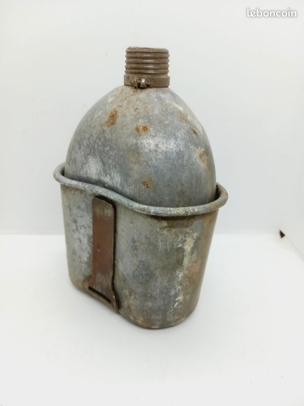 Gourde US WW1 avec Son Quart Modele M1910 Précoce Faite D Une Pièce Militaria (image 2)