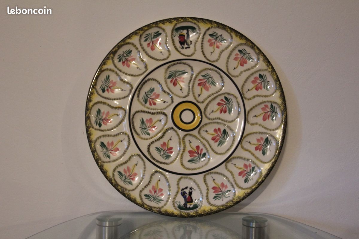 ASSIETTE À HUÎTRES HB-Henriot Quimper années 50/60 EUR 65,00 - FR