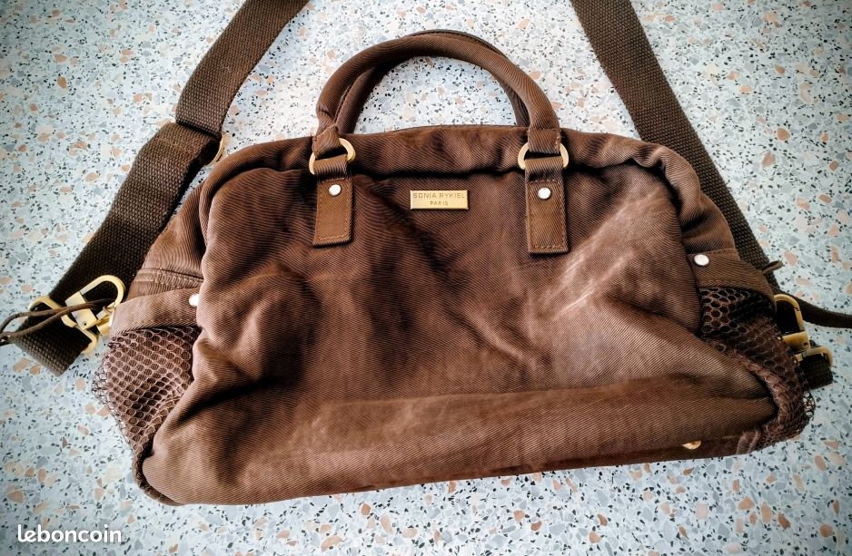 Sac Vintage Sonia Rykiel Noir - État Comme Neuf, Petite Taille, Toile Et Cuir, Occasion