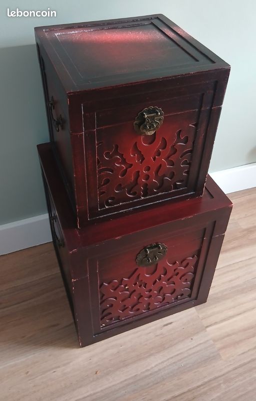 Boîtes de rangement en bois style chinois (image 1)