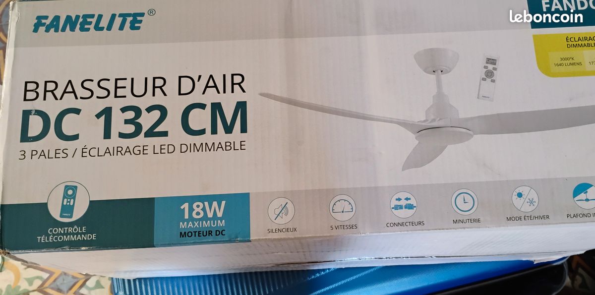 Fanelite Saona Fanelite - Brasseur D'air Blanc SAONA - Moteur DC 38W - Diamu00e8tre 132 Cm Fanelite Leroy Merlin