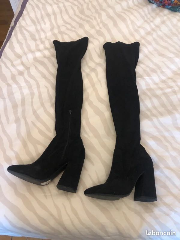 Cuissarde velours à talons noir - ASOS Desing T 38 (image 2)