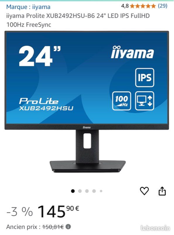 Ecran pc iiyama 100fps full hd (image 2)